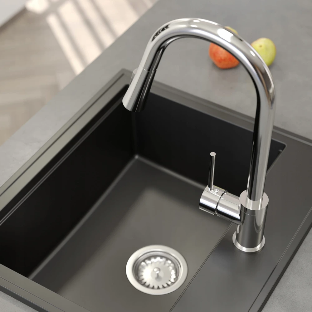 LIBRA Bateria kuchenna stojąca Granitan chrom – zdjęcie 6
