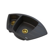 Czarny zlewozmywak granitowy z drobinkami złotego COMPACT Granitan