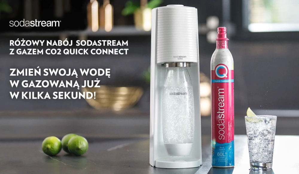 Sodastream cylinder różowy Granitan – ujęcie z bliska / detal