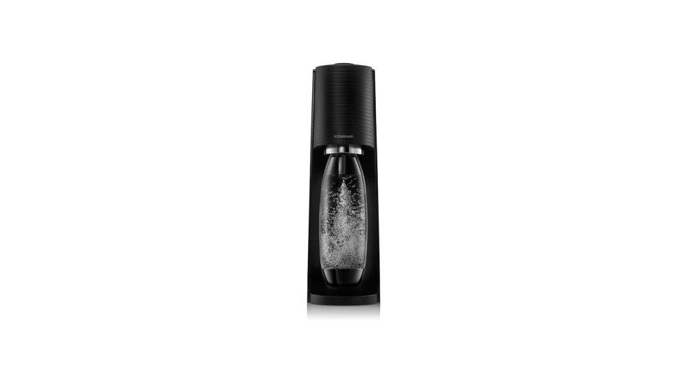 Saturator do wody gazowanej SodaStream Terra - Czarny zestaw + 2 butelki Granitan – aranżacja / widok z boku