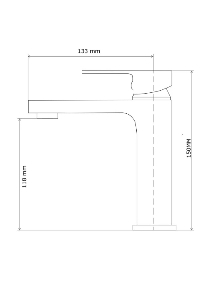 Rysunek techniczny i wymiary: Bateria umywalkowa chrom kwadratowa kran cube Granitan