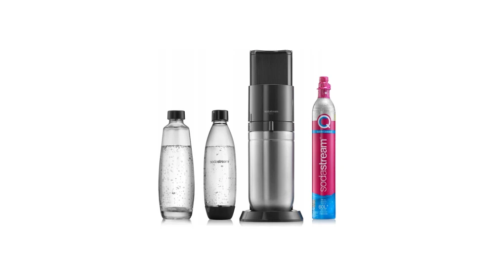 Saturator do wody gazowanej SodaStream Duo - Czarny + 2 butelki Granitan – ujęcie z bliska / detal