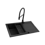 PYRAMIS Zlew. MIDO (79x50) 1B 1D Black Edition + Bateria SERINA Granitan – zdjęcie 5