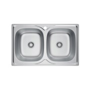 ZLEW STALOWY DWUKOMOROWY CHROM DECOR 80x50 ZLEWOZMYWAK SYFON Granitan