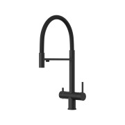 Bateria kuchenna trójdrożna elastyczna wylewka COMO czarna Granitan