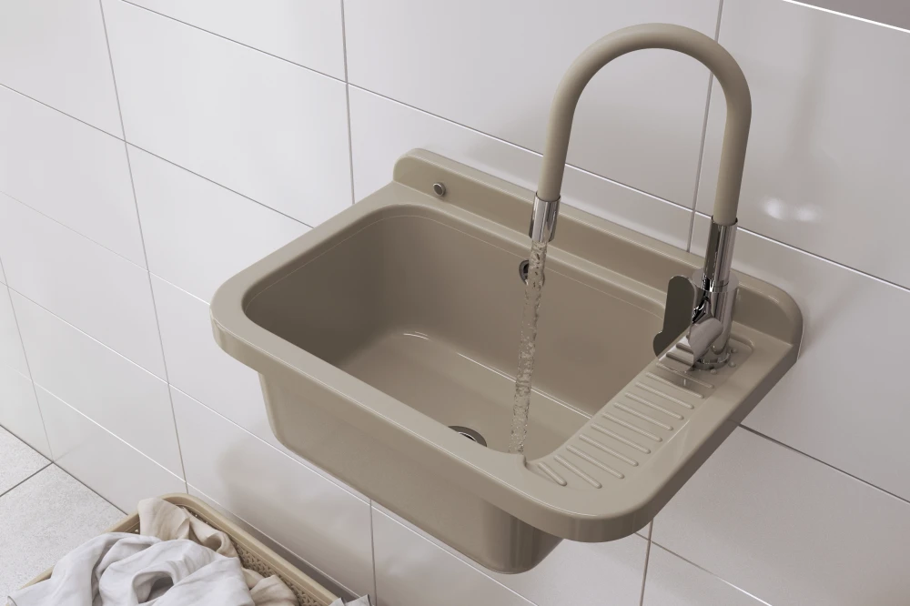 Rysunek techniczny: ZLEWOZMYWAK GOSPODARCZY KOMORA TECHNICZNA POLO beżowa Granitan