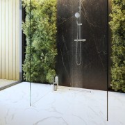 ODPŁYW LINIOWY POD PŁYTKĘ 50 cm STAL 2w1 SYFON PRYSZNIC BRODZIK ENTERO Granitan – aranżacja / widok z boku