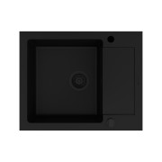 Pyramis Zlew Granitowy MIDO (62x50) 1B1D Black Edition + Bateria FLEXOS Granitan