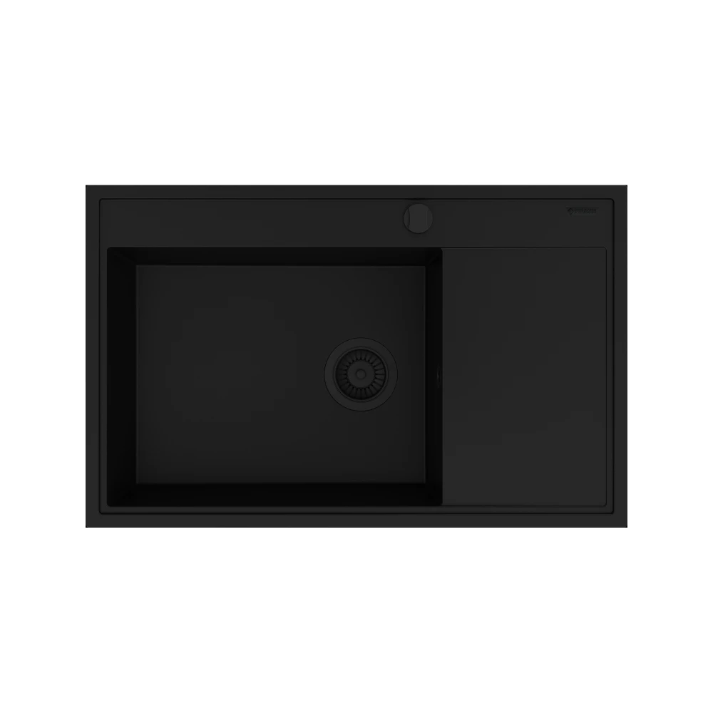 Zlew Granitowy PYRAMIS CAMEA (79x50) LEWY Black Edition + Bateria FLEXOS Granitan