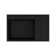 Zlew Granitowy PYRAMIS CAMEA (79x50) LEWY Black Edition + Bateria FLEXOS Granitan
