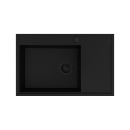 Zlew Granitowy PYRAMIS CAMEA (79x50) LEWY Black Edition + Bateria FLEXOS Granitan