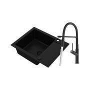 Pyramis Zlew Granitowy MIDO (62x50) 1B1D Black Edition + Bateria FLEXOS Granitan – zdjęcie 11