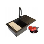 Pyramis zlew granitowy Sparta Plus LUX BLACK EDITION zlew / bateria / syfon + gratis Granitan