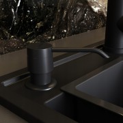 Pyramis zlew granitowy Camea Prawy BLACK EDITION zlew/ bateria / dozownik / syfon / wkładka ociekowa + gratis Granitan – zdjęcie 7