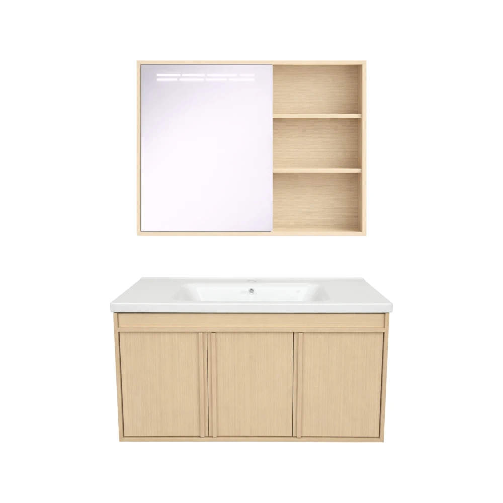 Szafka łazienkowa zestaw umywalka lustro wisząca nowoczesna lucy light 100x47 premium Granitan