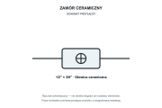 Rysunek techniczny i wymiary: Zawór ceramiczny 1/2x3/8" do baterii kranu Granitan
