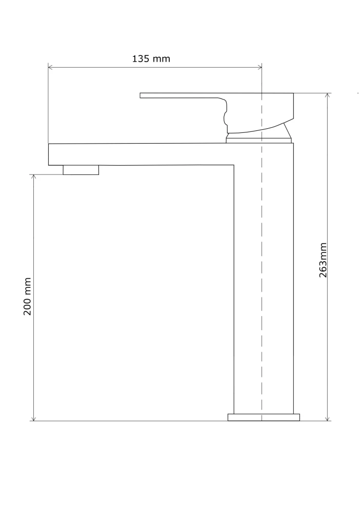 Rysunek techniczny i wymiary: Bateria umywalkowa CUBE wysoka - Chrom Granitan