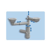 Syfon przyścienny PREVEX manualny dwukomorowy