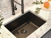 Rysunek techniczny i wymiary: Zlew granitowy podblatowy czarny + syfon + MANADO 60 Granitan