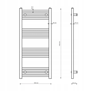 Rysunek techniczny i wymiary: GRZEJNIK ŁAZIENKOWY BIAŁY DRABINKOWY 50x110 cm KALORYFER MONTAŻ 180 BRENO Granitan