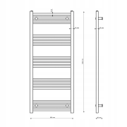 Rysunek techniczny i wymiary: GRZEJNIK ŁAZIENKOWY BIAŁY DRABINKOWY 60x140 cm KALORYFER NOWOCZESNY BRENO Granitan