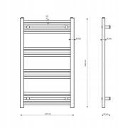 Rysunek techniczny i wymiary: GRZEJNIK ŁAZIENKOWY BIAŁY DRABINKOWY 60x100 cm KALORYFER MONTAŻ 180 BRENO Granitan