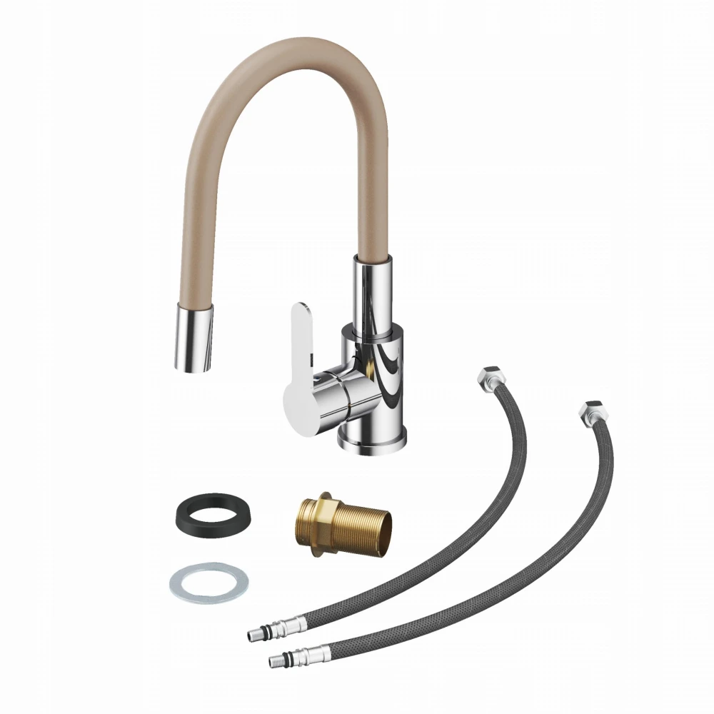 Bateria kuchenna z elastyczną wylewką beżowa GRADO PLUS obrotowy perlator Granitan – archiwalne 24