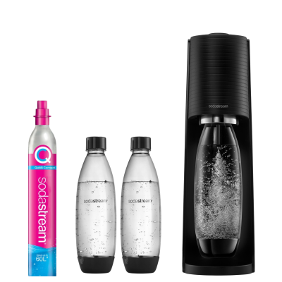 Saturator do wody gazowanej SodaStream Terra - Czarny zestaw + 2 butelki