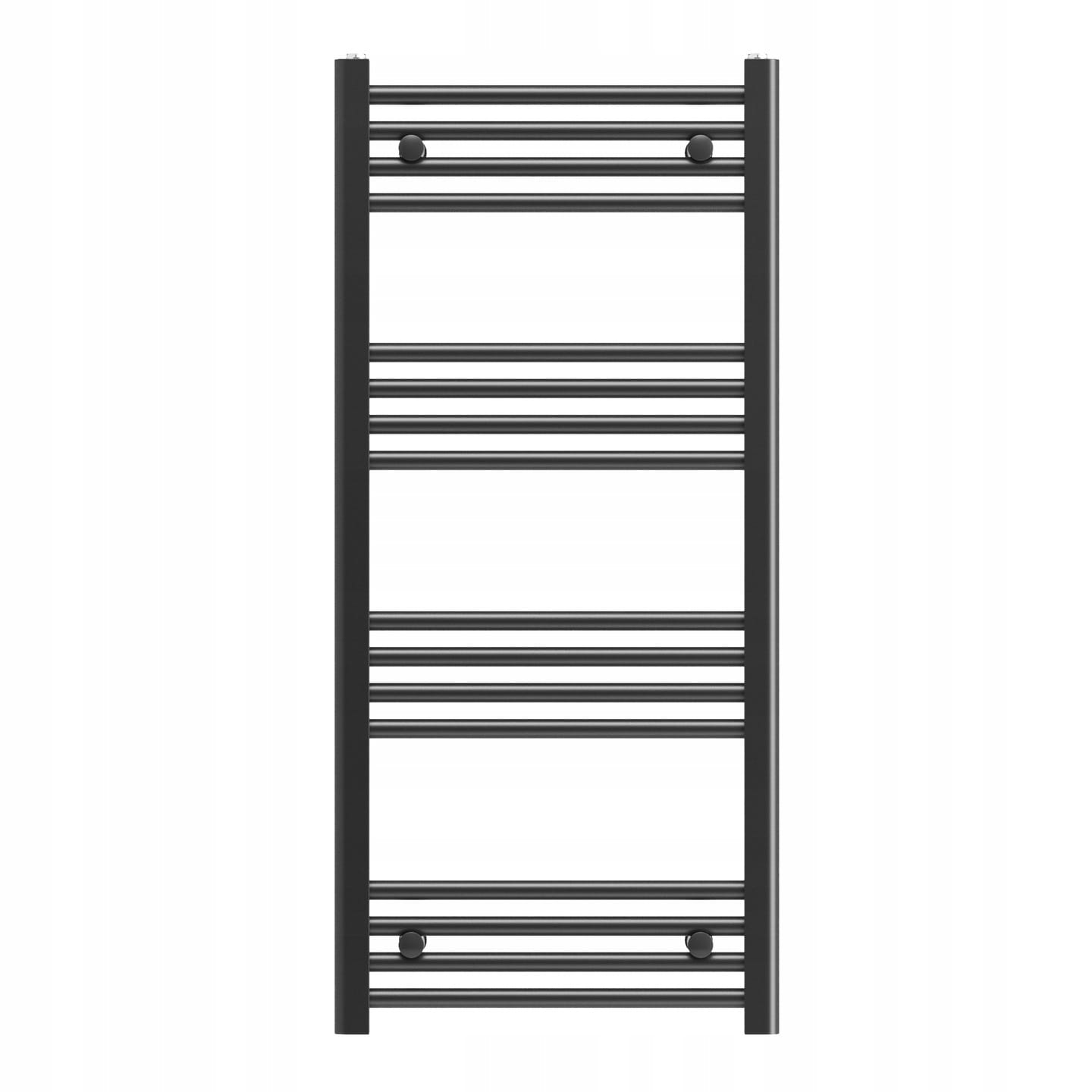 GRZEJNIK ŁAZIENKOWY CZARNY DRABINKOWY 50x110 cm KALORYFER MONTAŻ 180 BRENO Granitan — prezentacja produktu