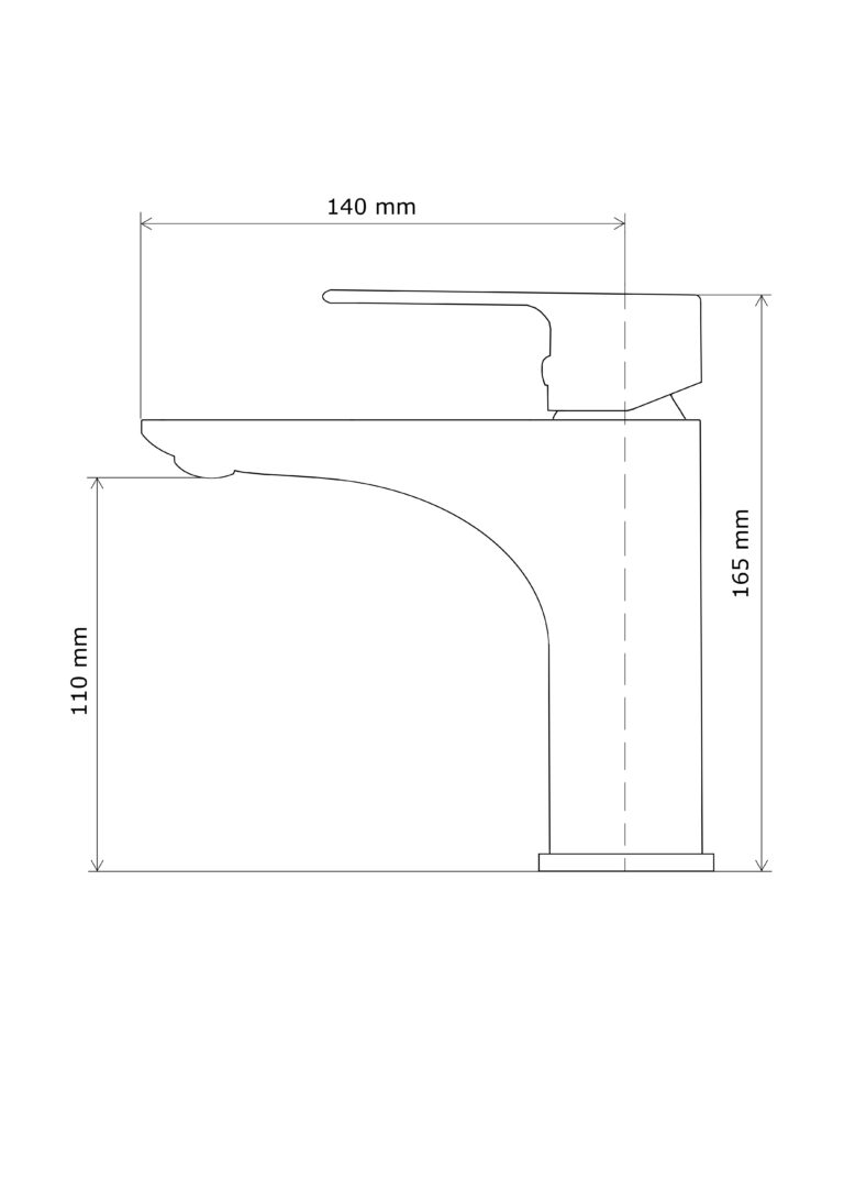 Rysunek techniczny produktu Bateria umywalkowa CUBIC kwadratowa - Chrom