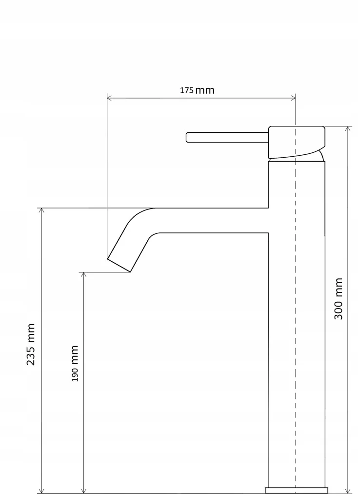 Rysunek techniczny produktu BATERIA NABLATOWA UMYWALKOWA WYSOKA CHROM KIVO