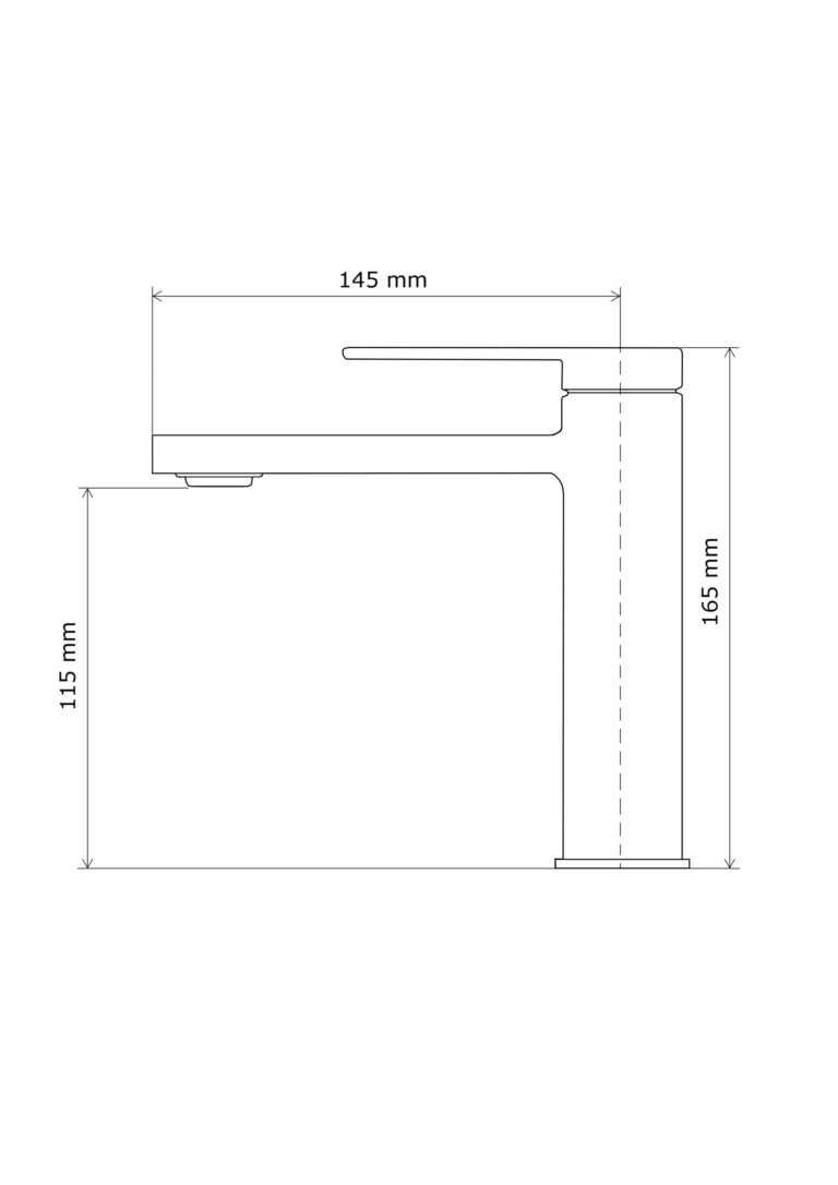 Rysunek techniczny produktu Rossa chrom bateria umywalkowa łazienkowa kran