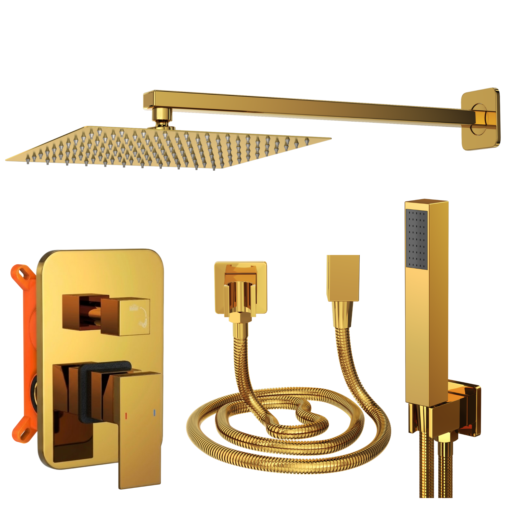 Deszczownica złota zestaw podtynkowy do łazienki prysznic bateria paje