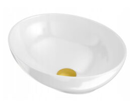 Umywalka ceramiczna nablatowa + korek klik klak złoty
