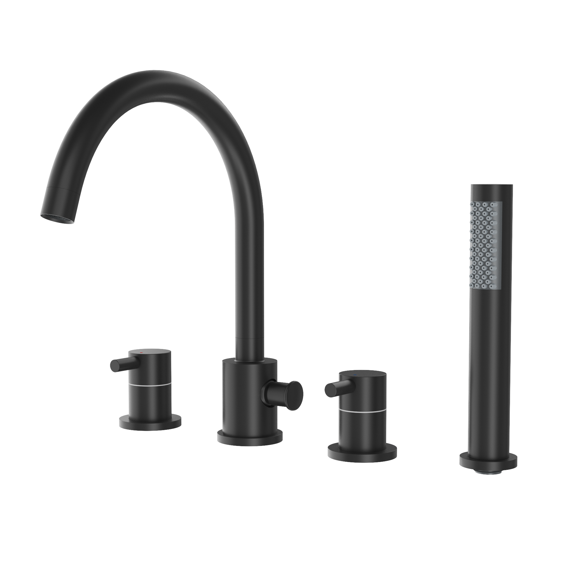 Czarna bateria wannowa 4-otworowa KIVO