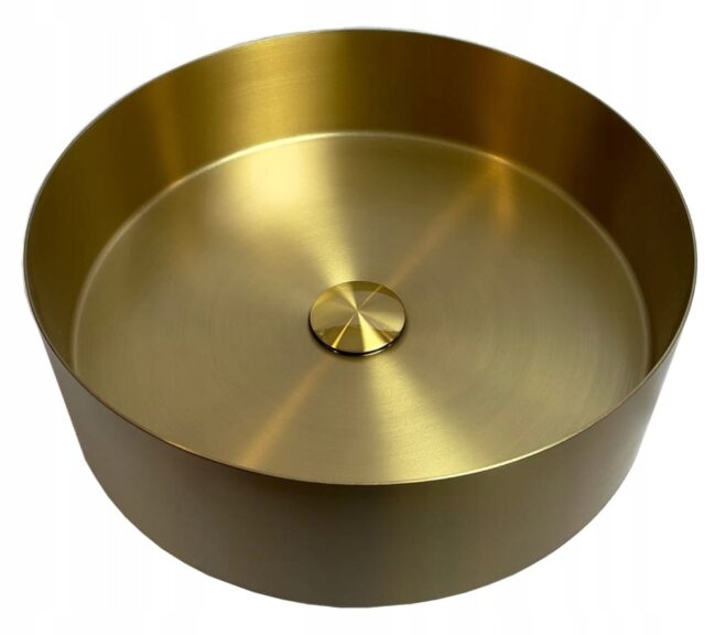 Okrągła stalowa umywalka kea 40 złota