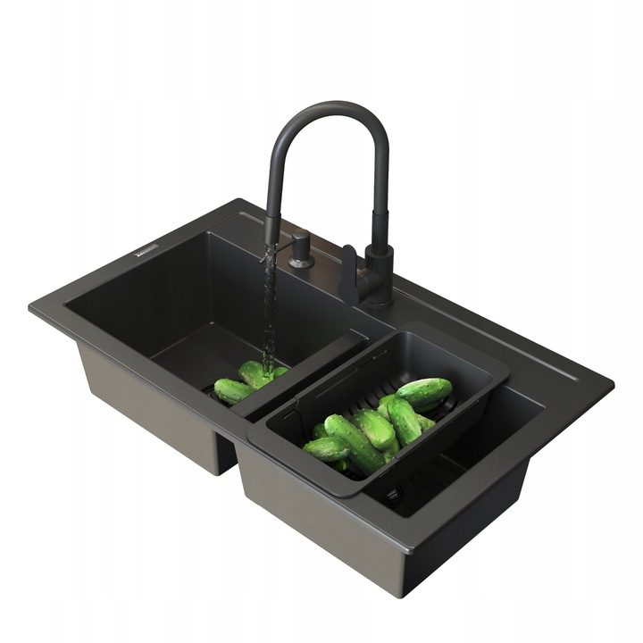 ZLEWOZMYWAK-DWUKOMOROWY-GRANITOWY-DUET-BATERIA-GRADO-SYFON-CZARNY-KOSZYK-Kod-producenta-DUET22521