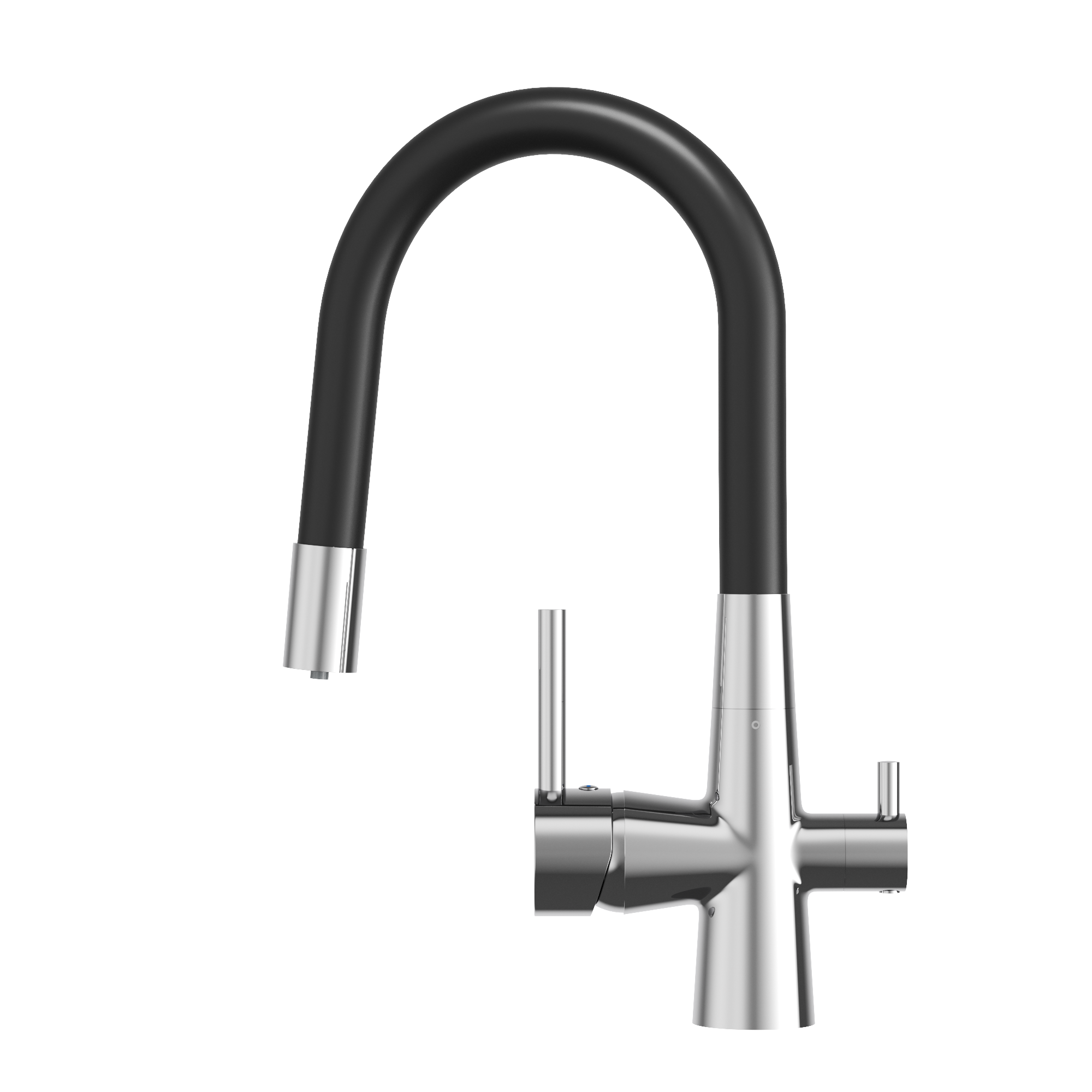 Bateria kuchenna trójdrożna elastyczny kran do filtra wody FLUO chrom