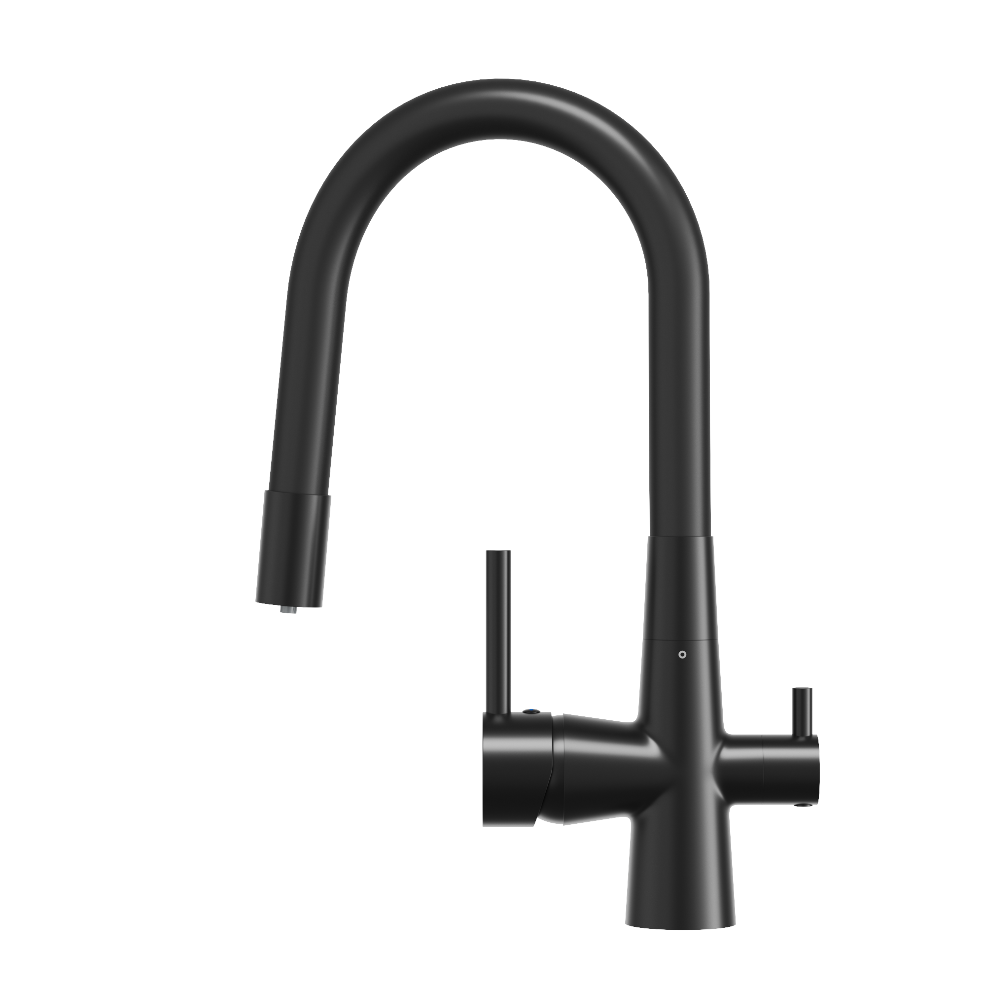 Bateria kuchenna trójdrożna elastyczny kran do filtra wody FLUO czarna