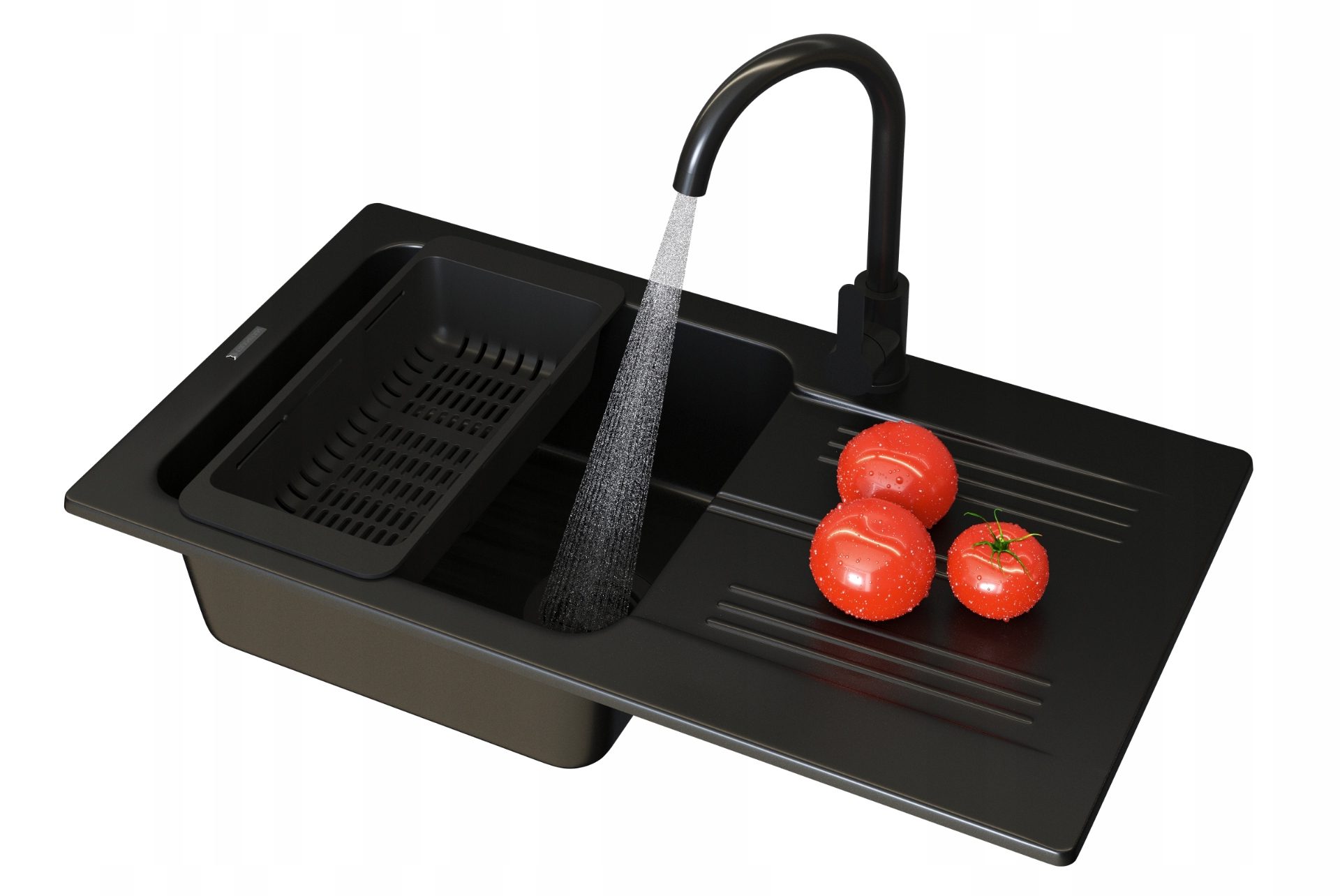 ZLEW GRANITOWY ADA JEDNOKOMOROWY ZLEWOZMYWAK CZARNY BATERIA SYFON