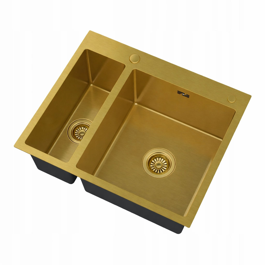 Zlewozmywak stalowy 1,5komorowy gold syfon bari61