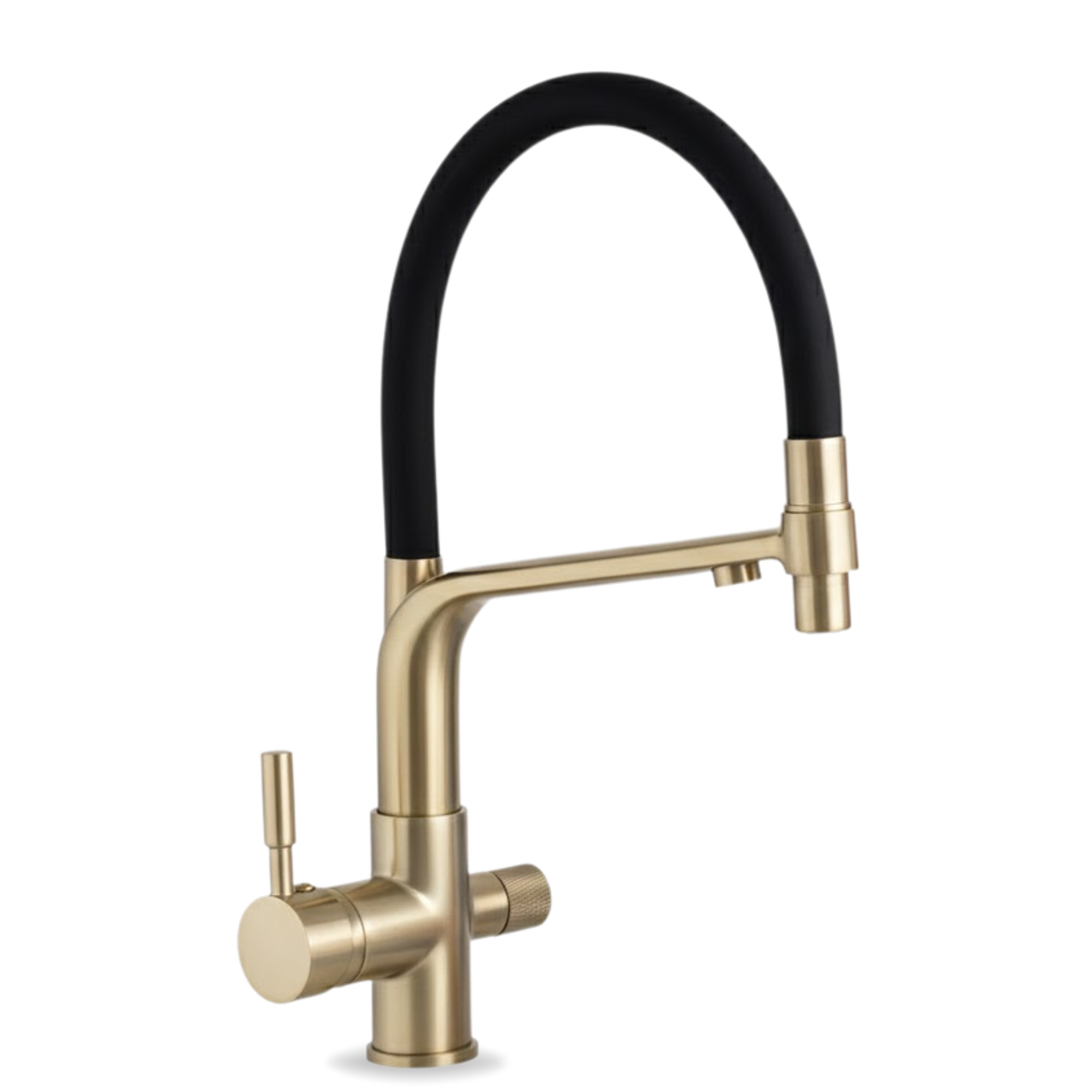 Bateria trójdrożna kuchenna do filtra wody kran MALTA szczotkowane złoto wylewka filtr