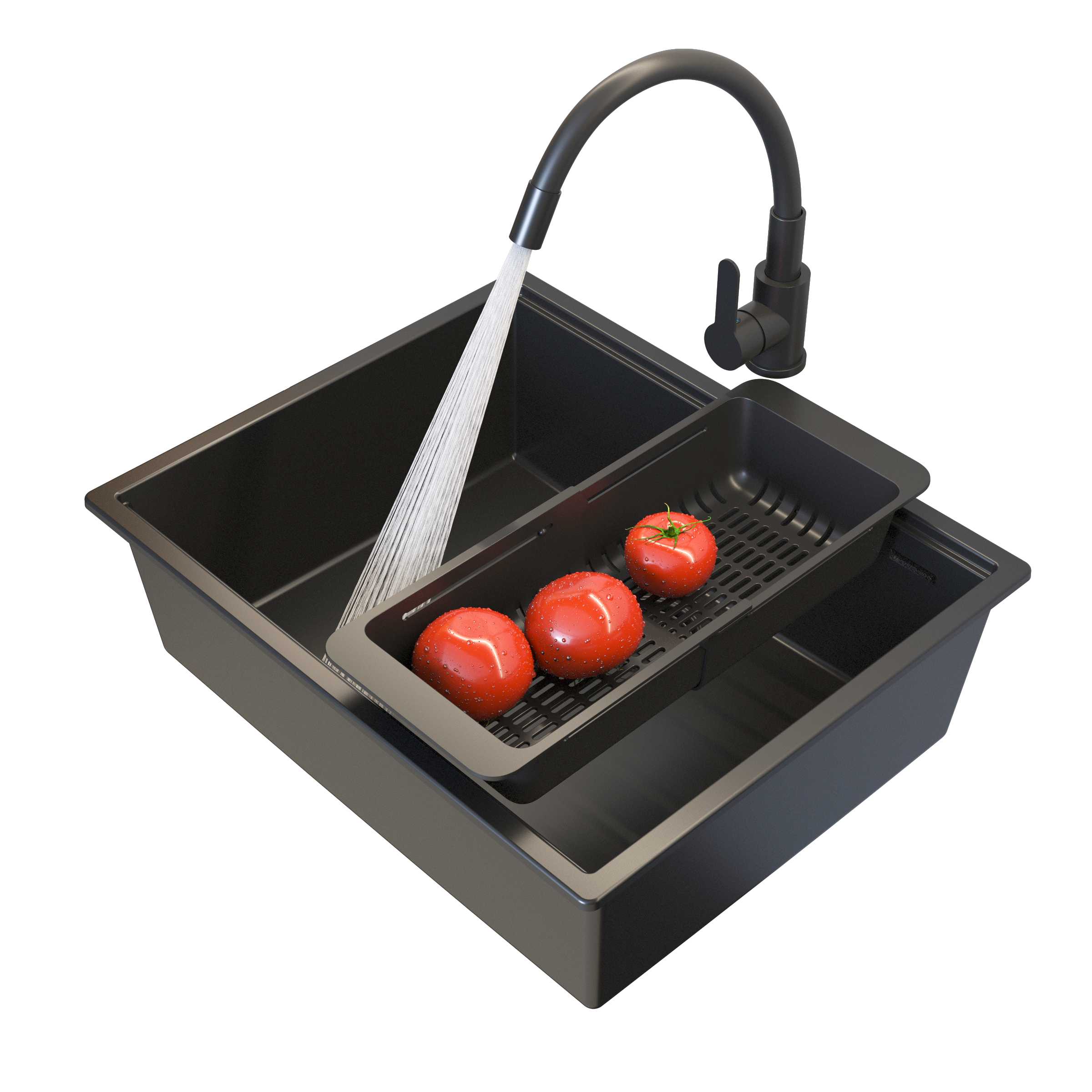 Zlewozmywak granitowy jednokomorowy podblatowy SINKO zestaw bateria syfon