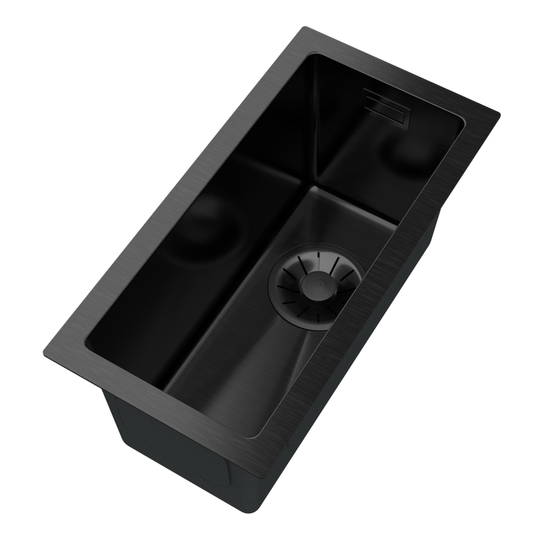 Zlew stalowy 24x44_czarny_nowy syfon_perspektywa