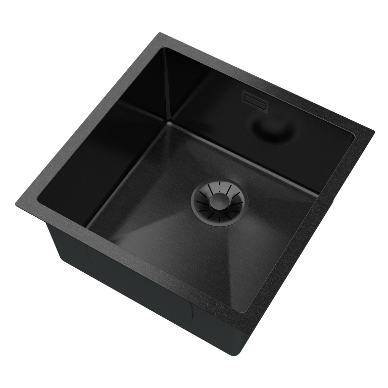 Zlew stalowy 44x44_czarny_nowy syfon_perspektywa
