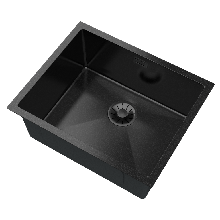 Zlew stalowy 54x44_czarny_nowy syfon_perspektywa