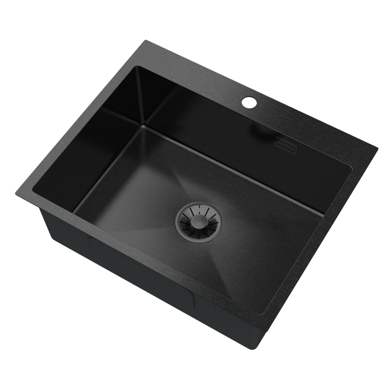 Zlew stalowy 60x50_czarny_nowy syfon_perspektywa