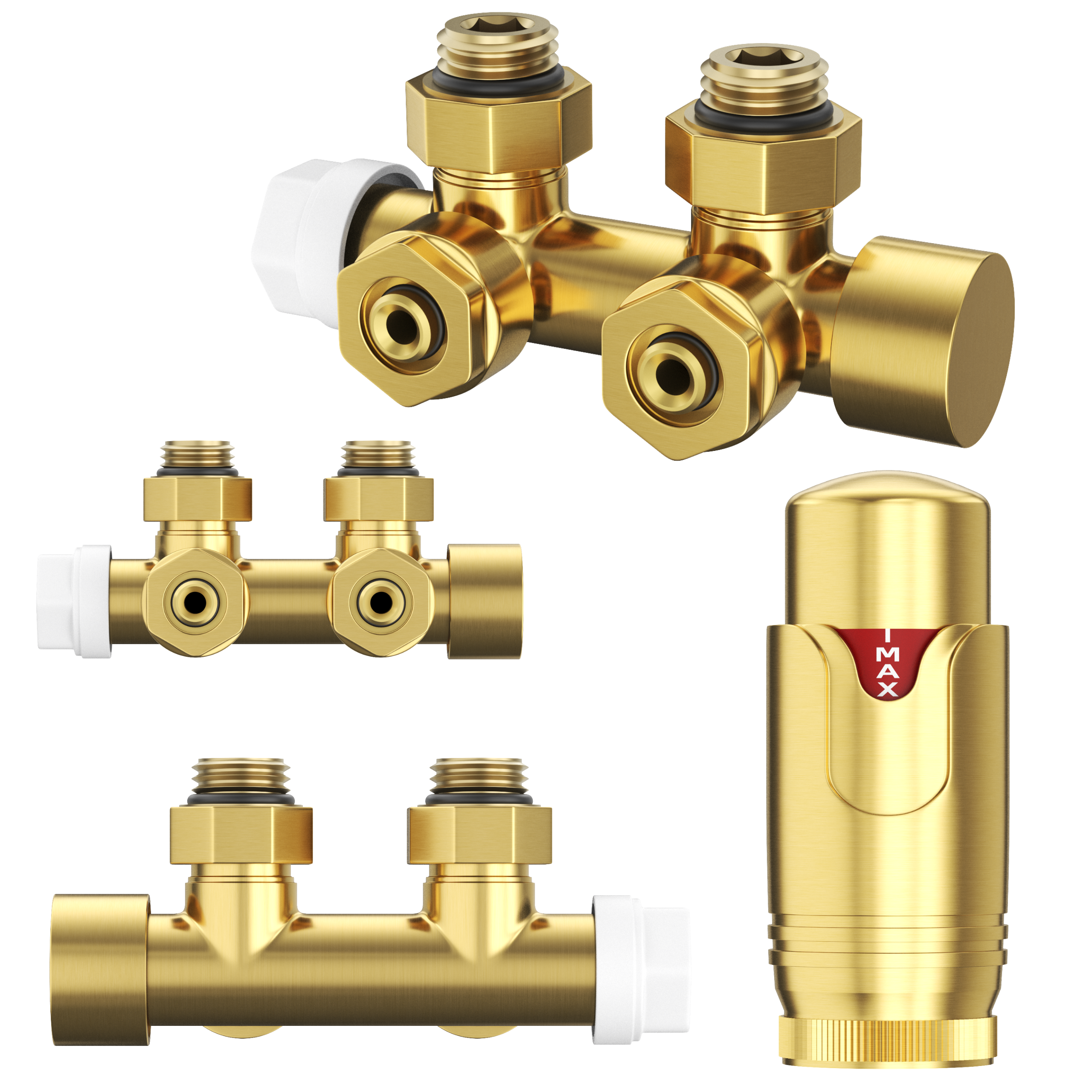 Zawór termostatyczny do grzejnika pex komplet mosiężny złoty