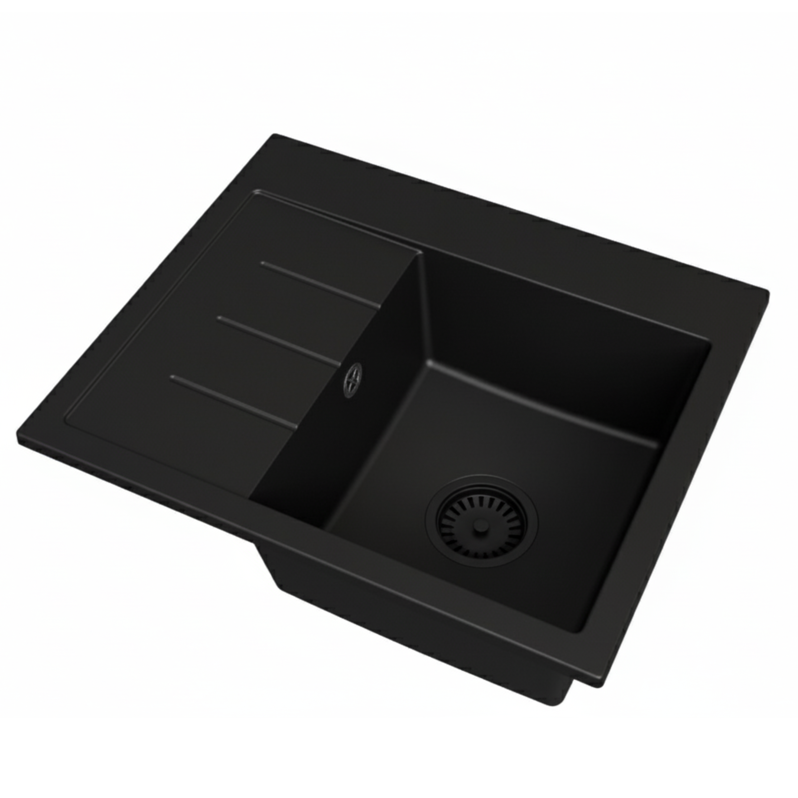 Zlewozmywak granitowy jednokomorowy z  ociekaczem Amber czarny