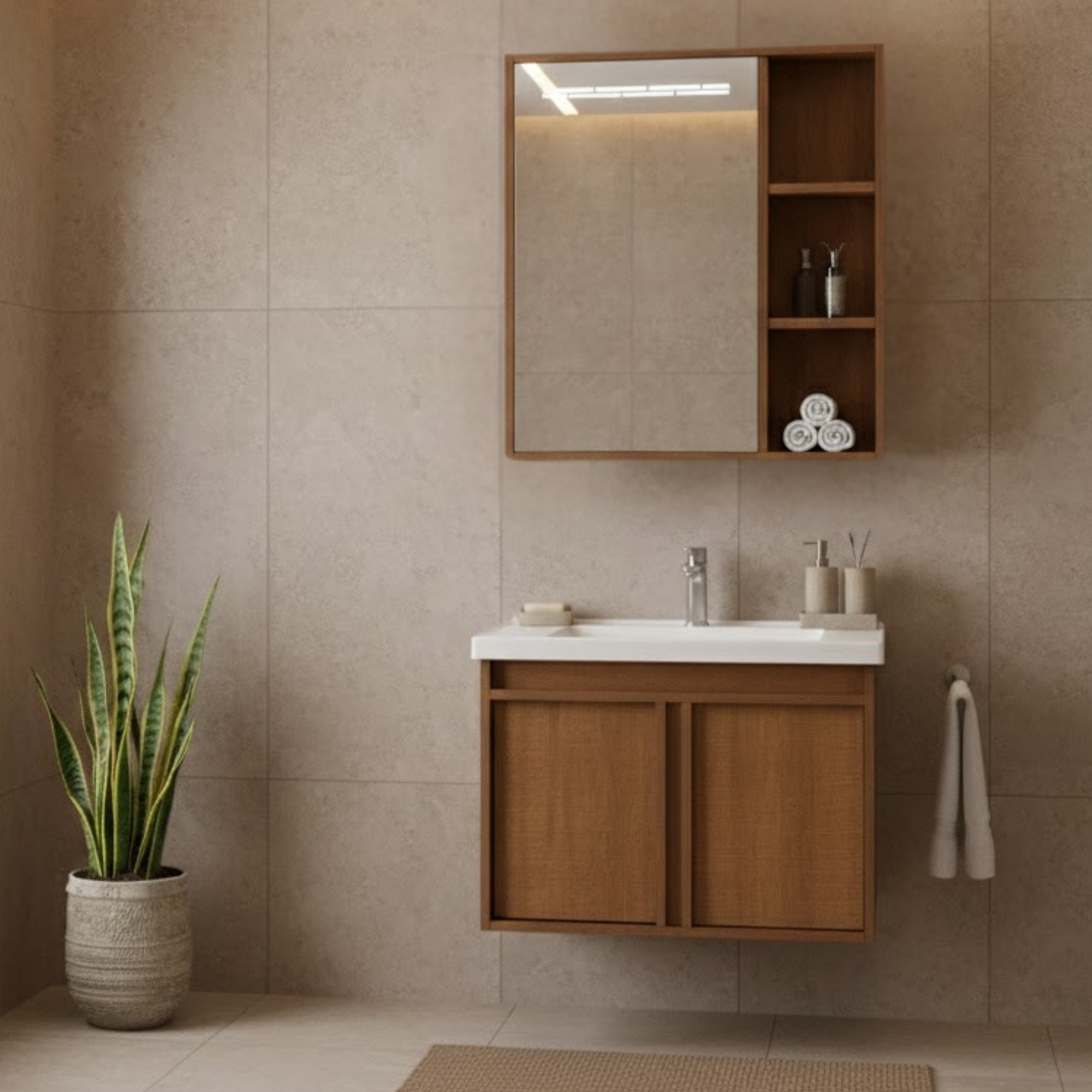 Szafka łazienkowa zestaw umywalka lustro wisząca nowoczesna lucy dark